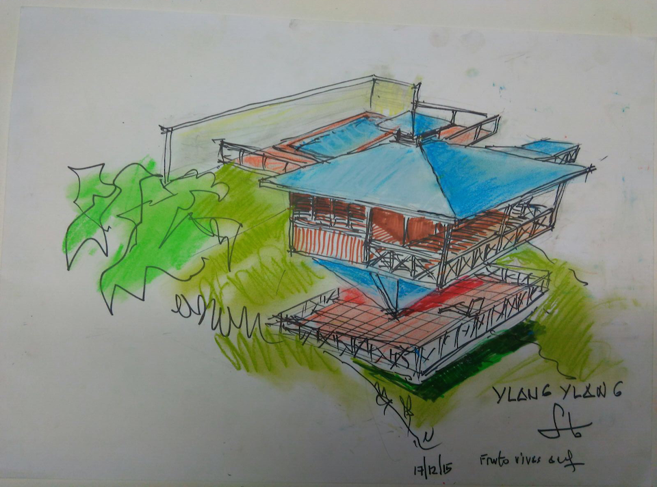 Above: an architectural sketch of a new villa