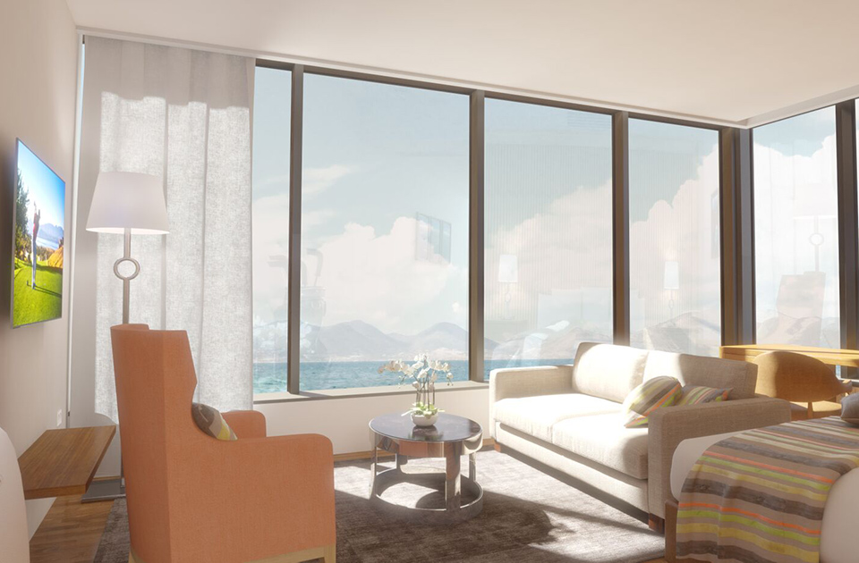 A rendering of a room at The Reef