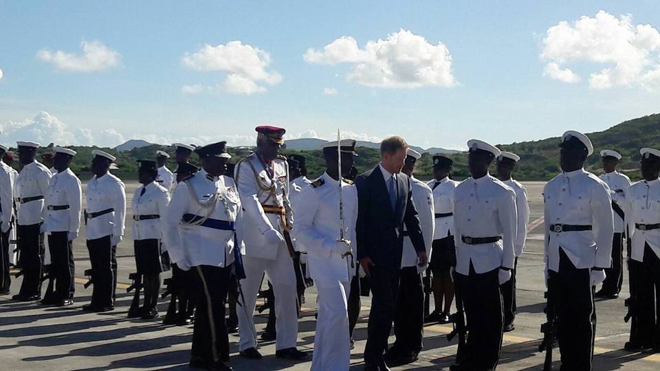 Prince Harry arriving in Antigua on Sunday afternoon.