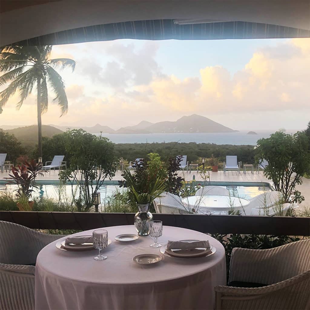 the new restaurant at the hotel with view of st kitts