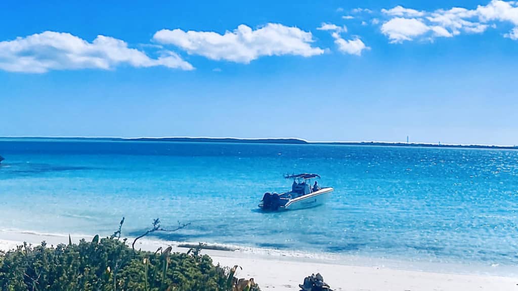 the shades of blue on the water in exuma.