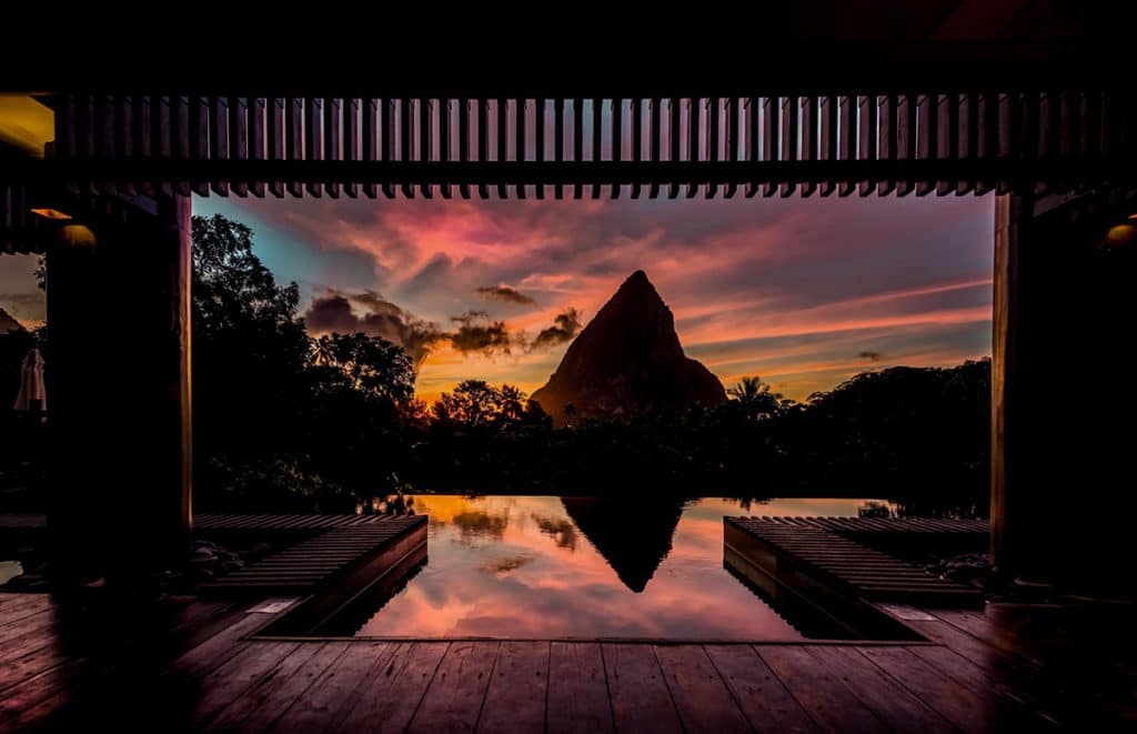 rabot hotel in saint lucia sunset and pool