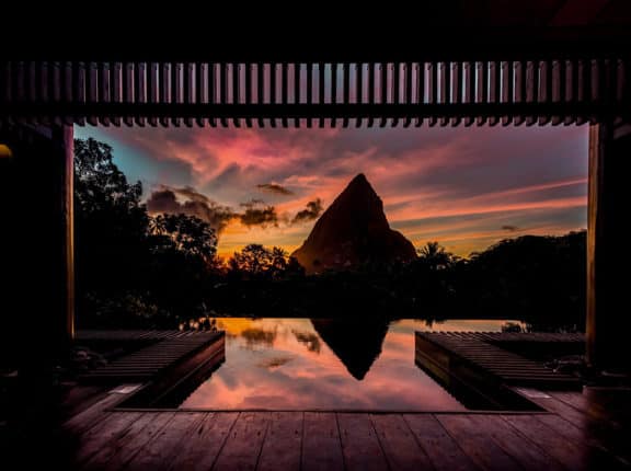 rabot hotel in saint lucia sunset and pool