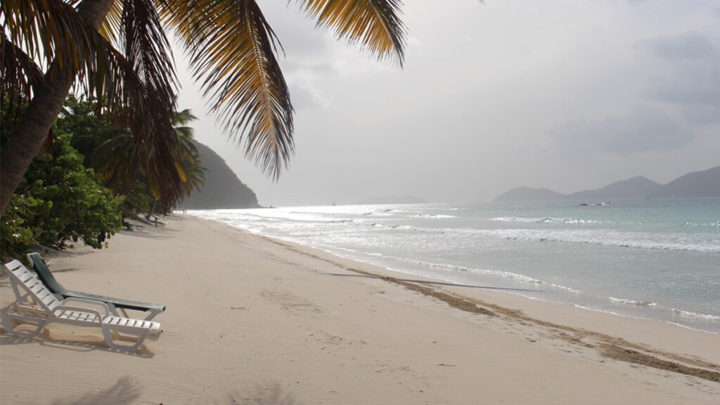 the beach on long bay in tortola