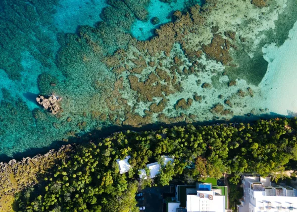 above the ocean at the hotel