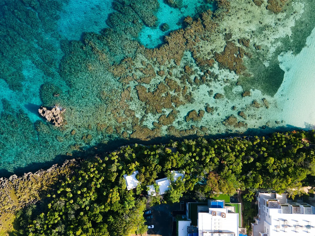 above the ocean at the hotel