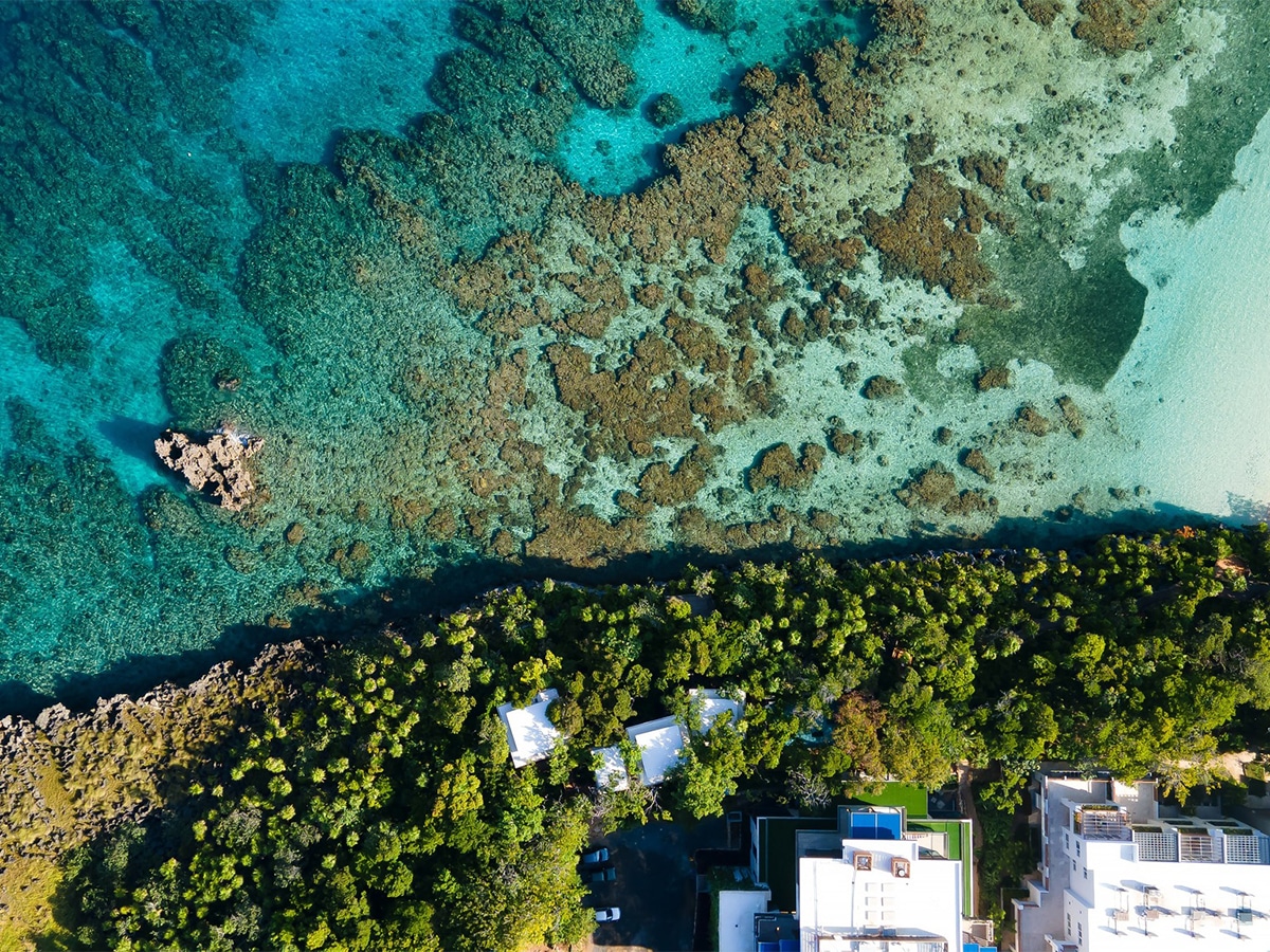 above the ocean at the hotel