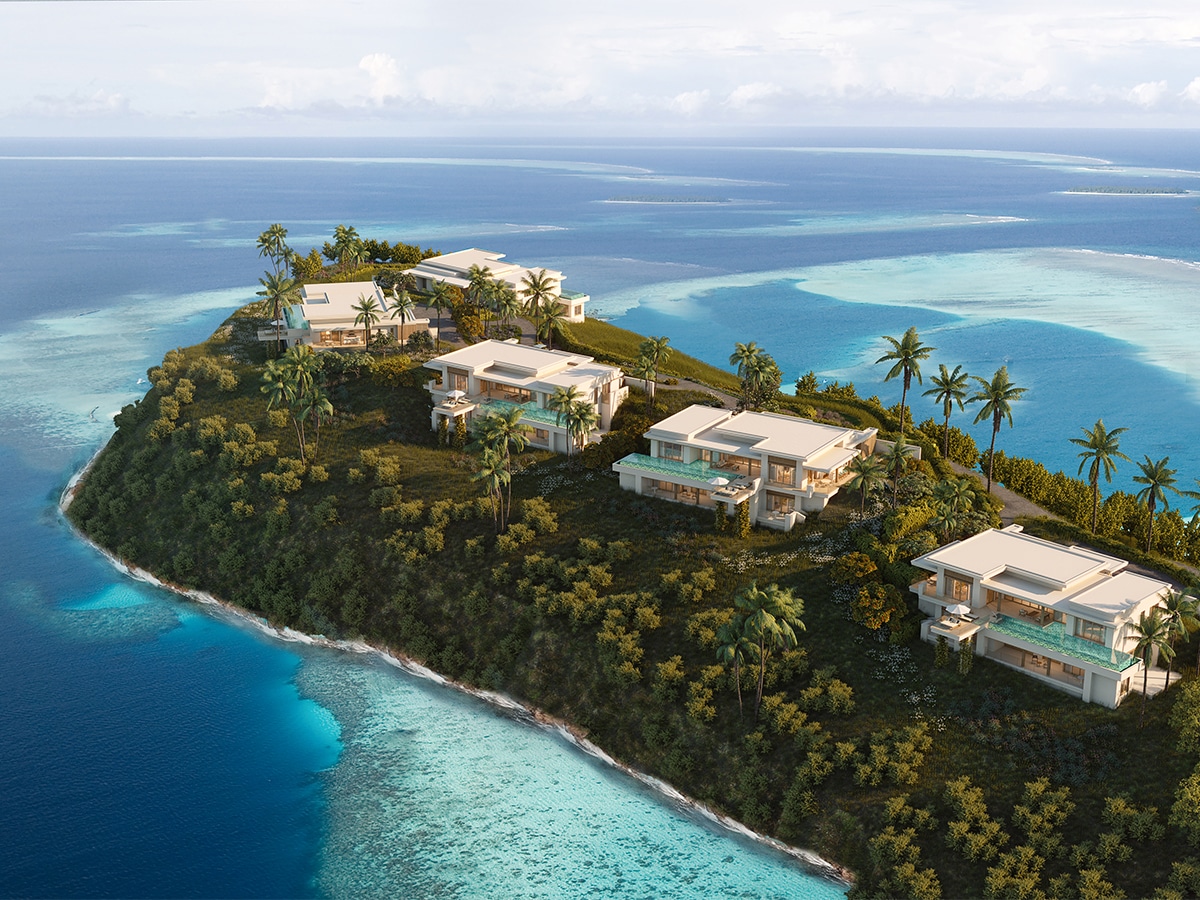 villas on the bluff with green hill 