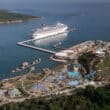 amber cove cruise port with ship in background