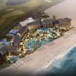 beach resort on the sand blue water