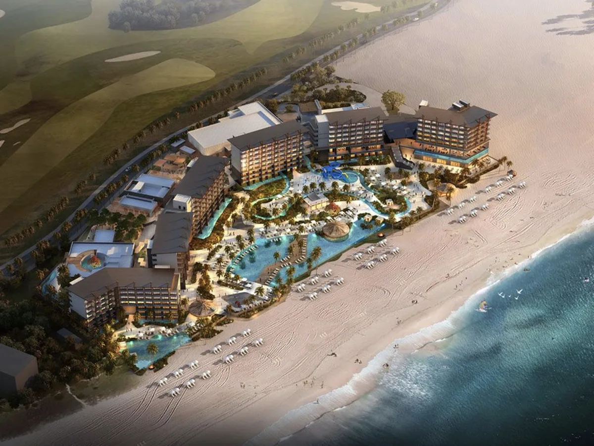 beach resort on the sand blue water