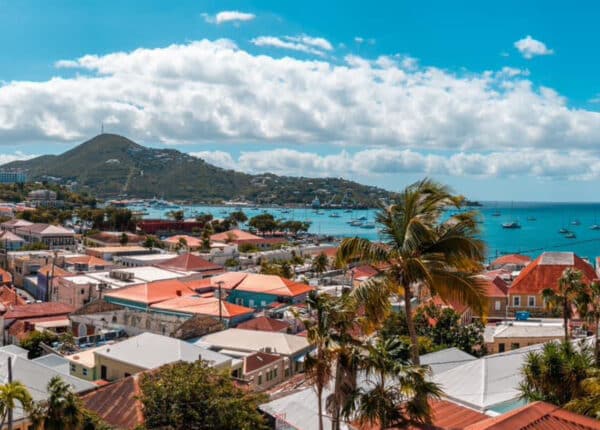 view from rooftop red roofs downtown st thomas