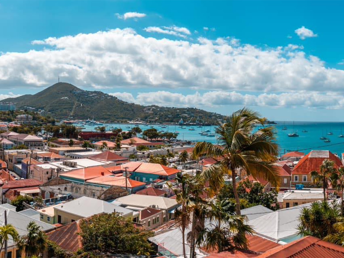 view from rooftop red roofs downtown st thomas