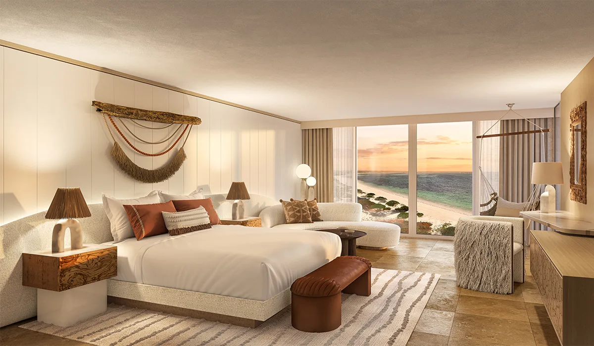 Güney Caicos'ta bir misafir odasının içinde