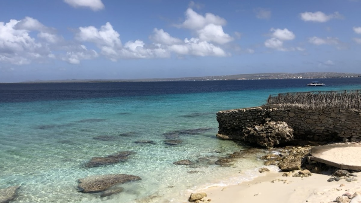 bonaire beach with cliffs