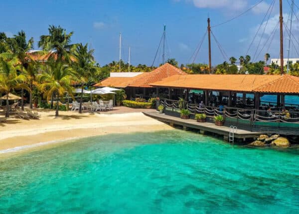 bonaire beach club with restaurant over the water