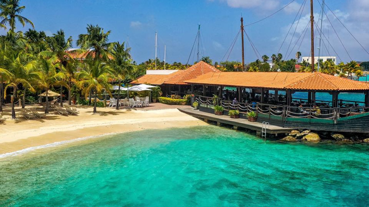 bonaire beach club with restaurant over the water