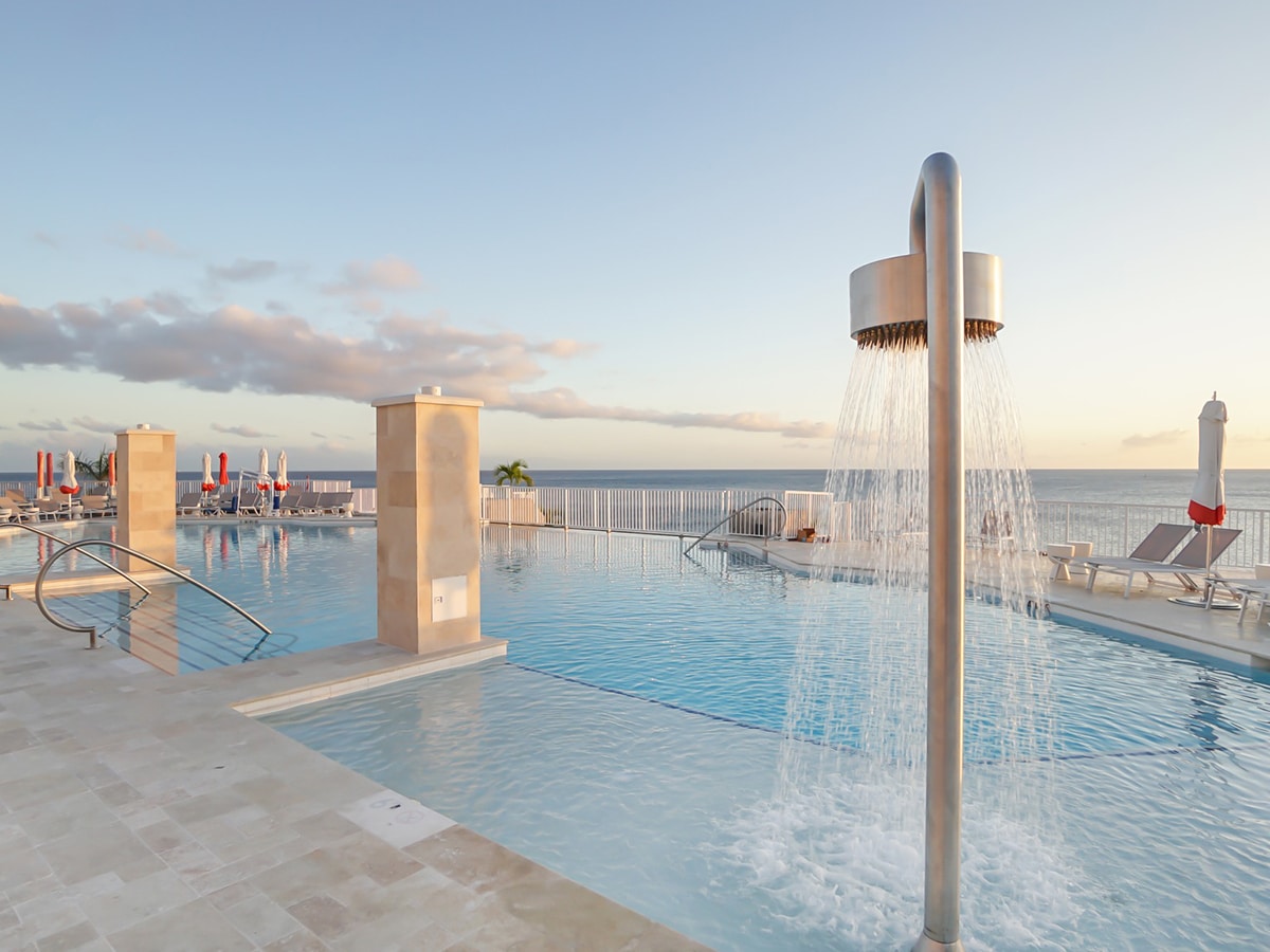 pool with rain shower