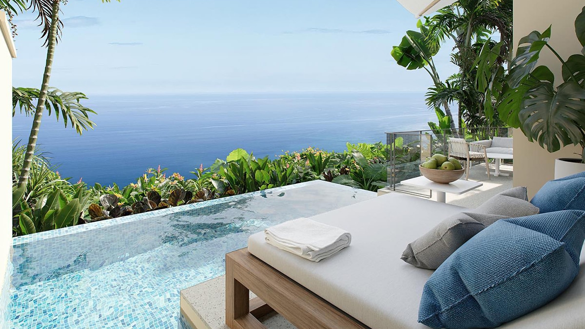 a pool suite at the new six senses in grenada