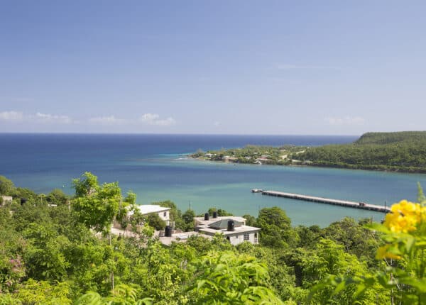 view of falmouth jamaica with blue water