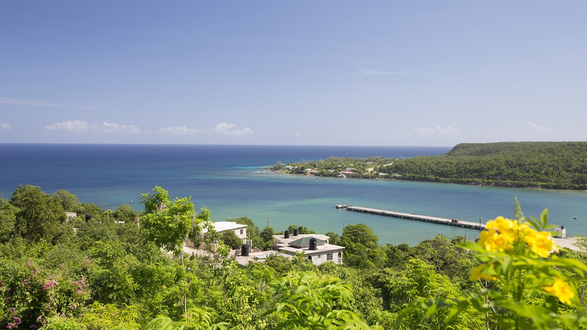 view of falmouth jamaica with blue water