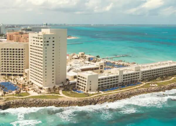 cancun hotel zone with buildings