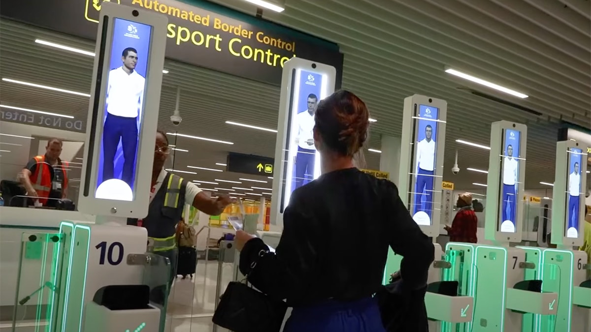 Passengers at the new terminal.