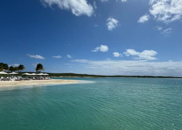 caribbean island all-inclusive beach with palm trees