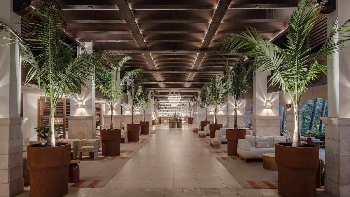 the new look lobby at the hyatt aruba