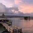 tiki bar over the water in martinique caribbean