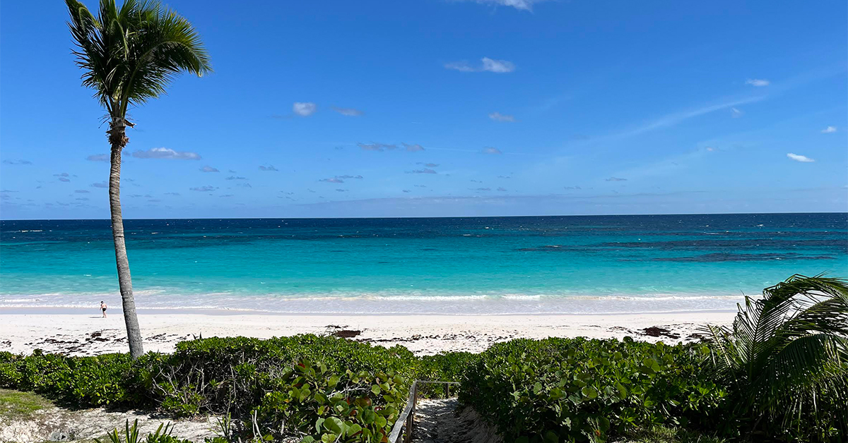 The sand is pink and perfect.