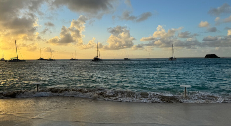 A beach on the French side.