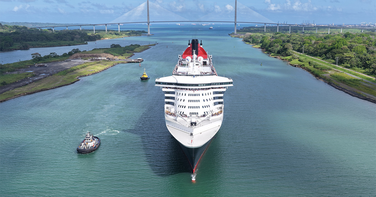 Queen Mary 2 Just Passed Through the Panama Canal on a 108-Night World Voyage