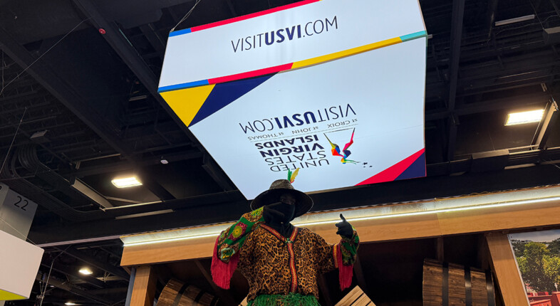 A Moko Jumbie at Seatrade.