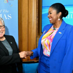 New Tourism Minister Glenys Margaret Hanna-Martin and Director General of the Ministry of Tourism Latia Duncombe.