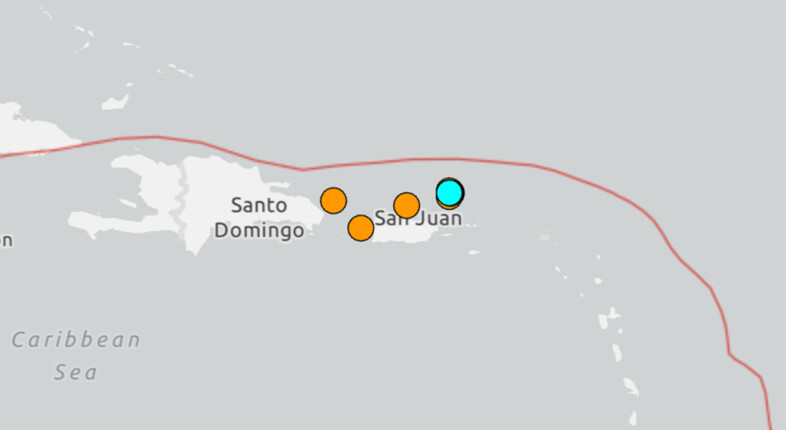 map of earthquakes in puerto rico