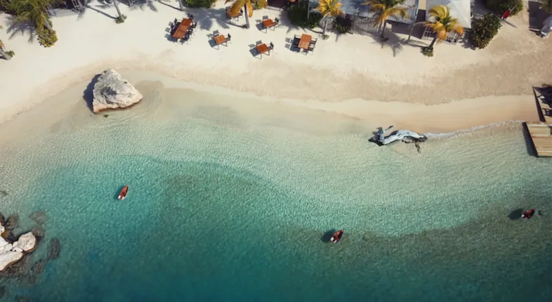 curacao beach with blue water